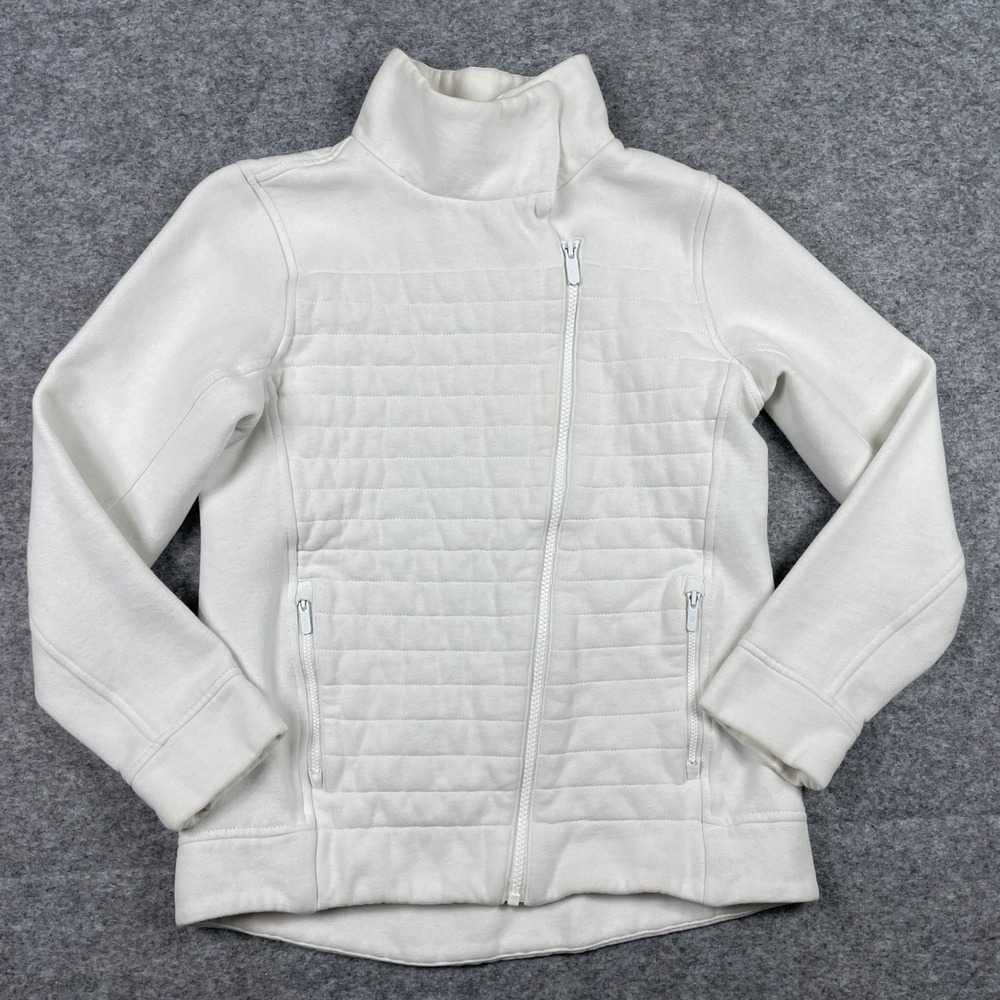 Lululemon Jacket Womens 4 White Asymmetrical Zip Quilted Moto Funnel Neck